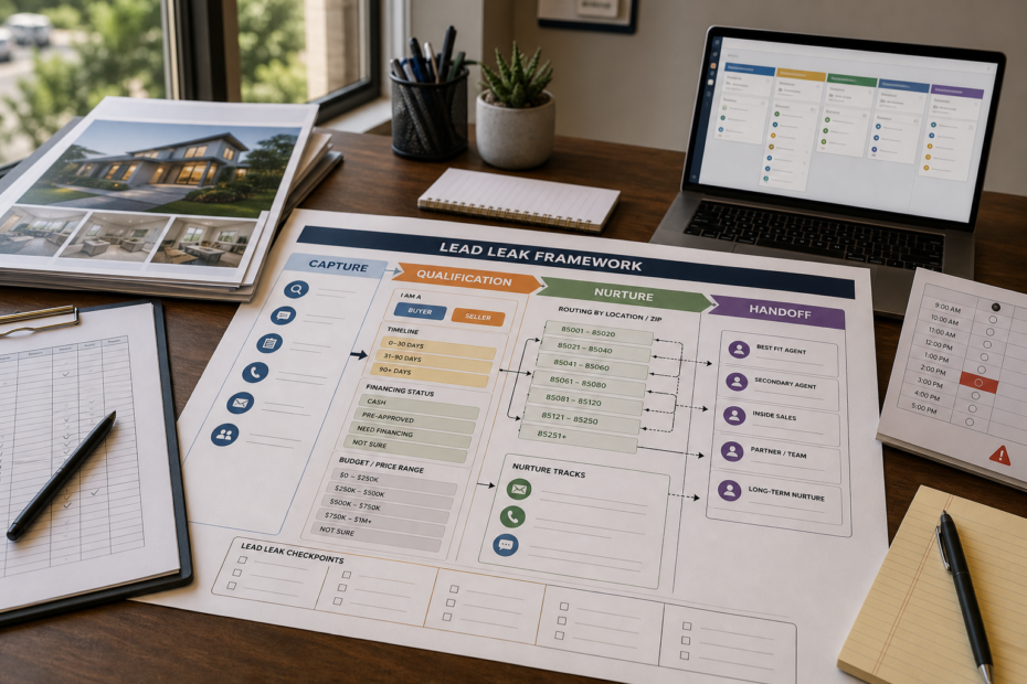 Real estate agency team reviewing an AI lead qualification and CRM automation workflow for faster appointment booking